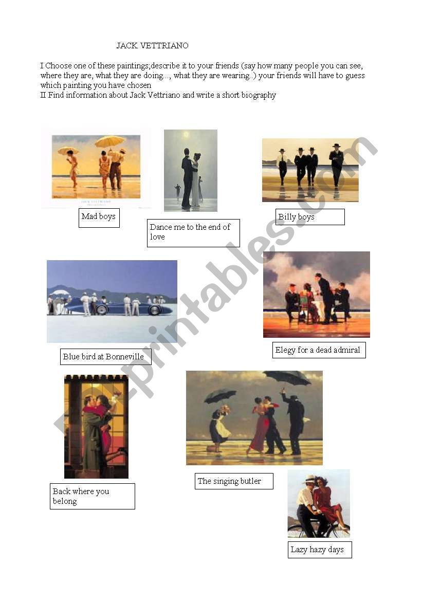 describe a painting worksheet