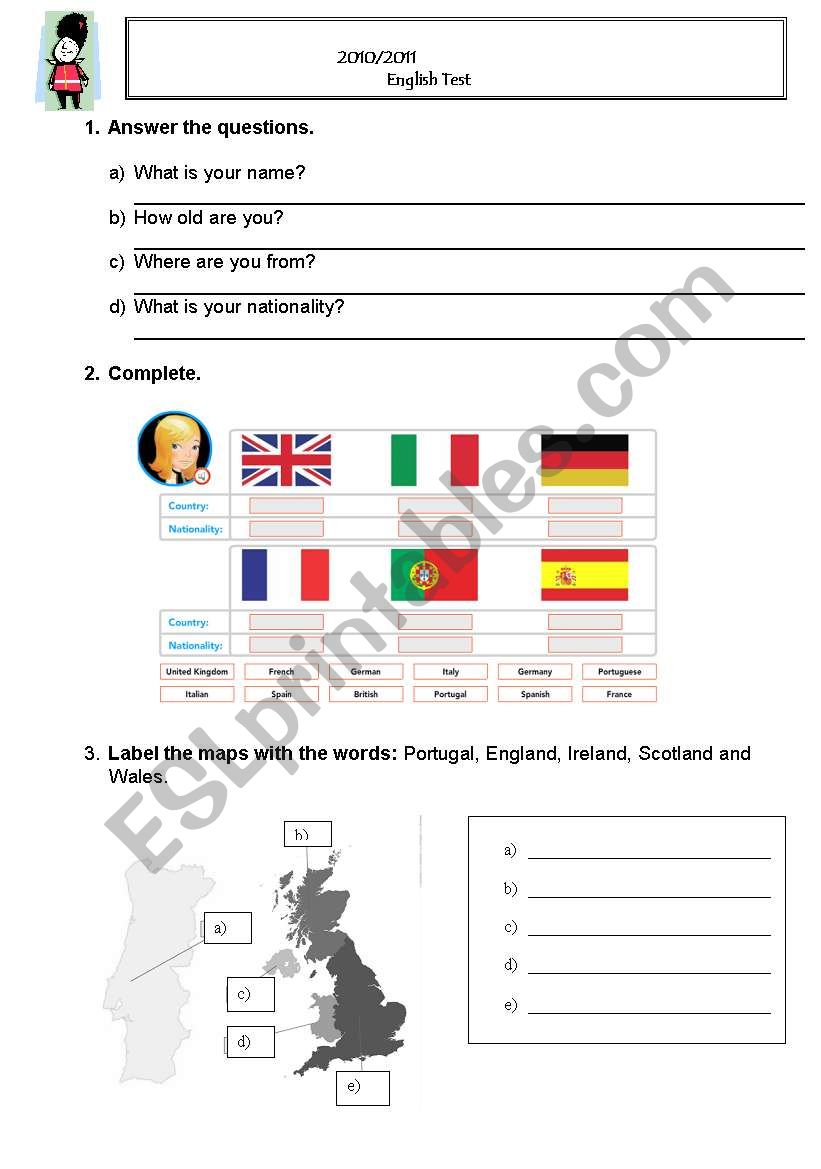 Countries and nationalities worksheet