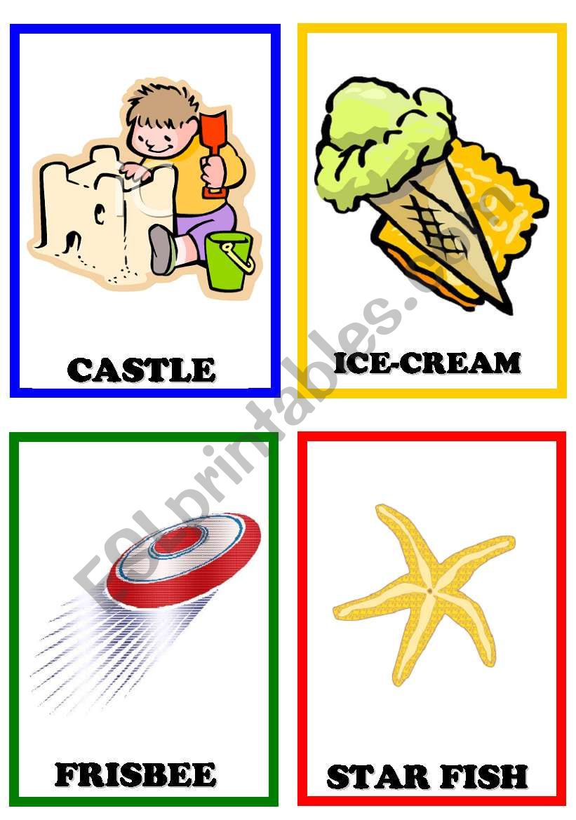 Summer flashcards 1/3 worksheet