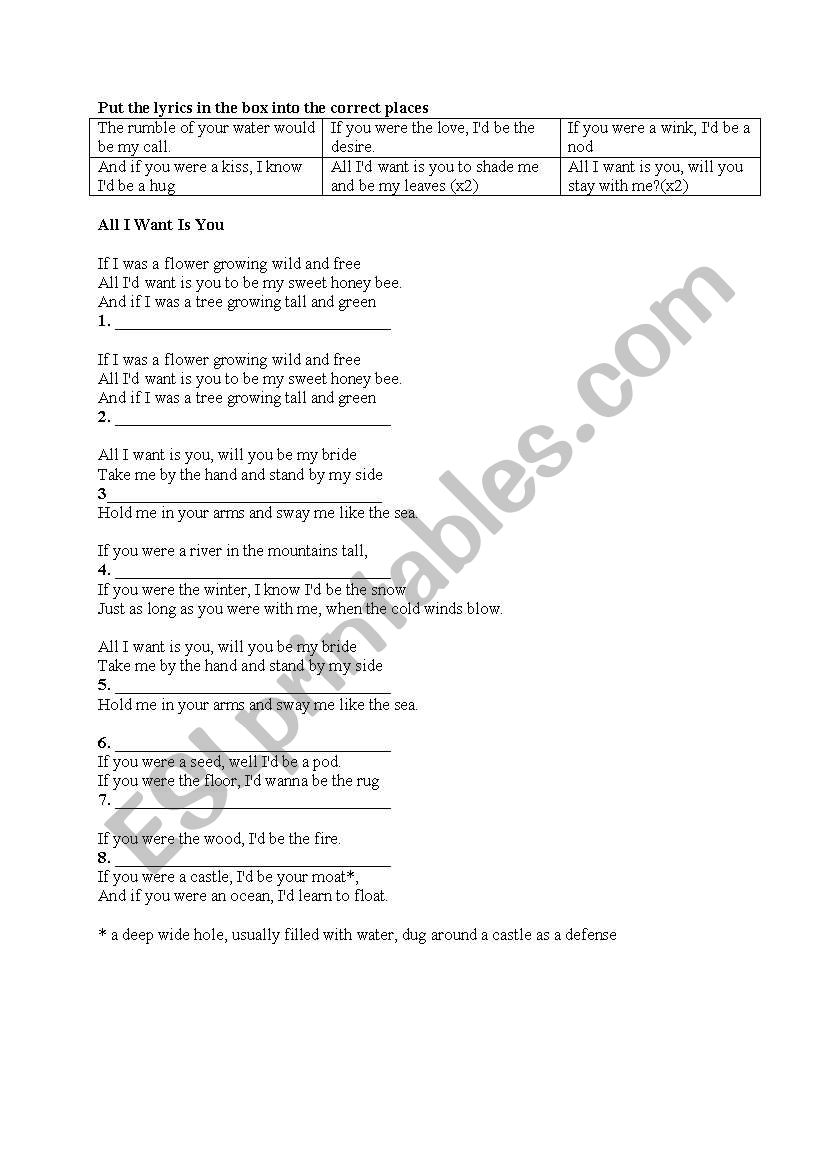 juno soundtrack all i want  worksheet