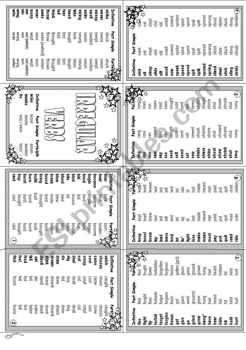  Irregular Verbs Mini Book. worksheet