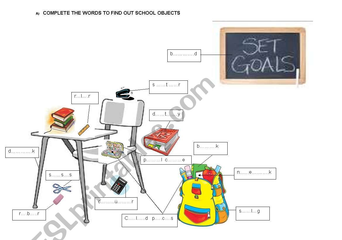 Classroom objects worksheet