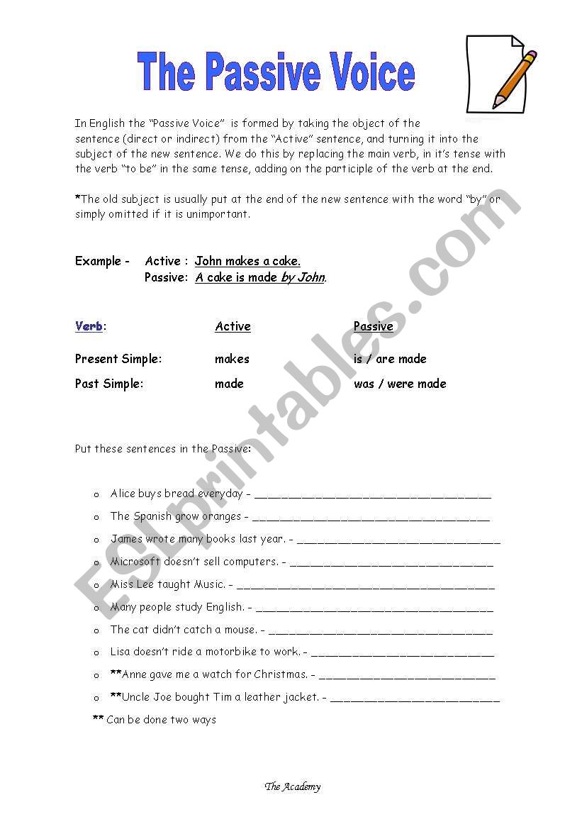 The Passive Voice worksheet