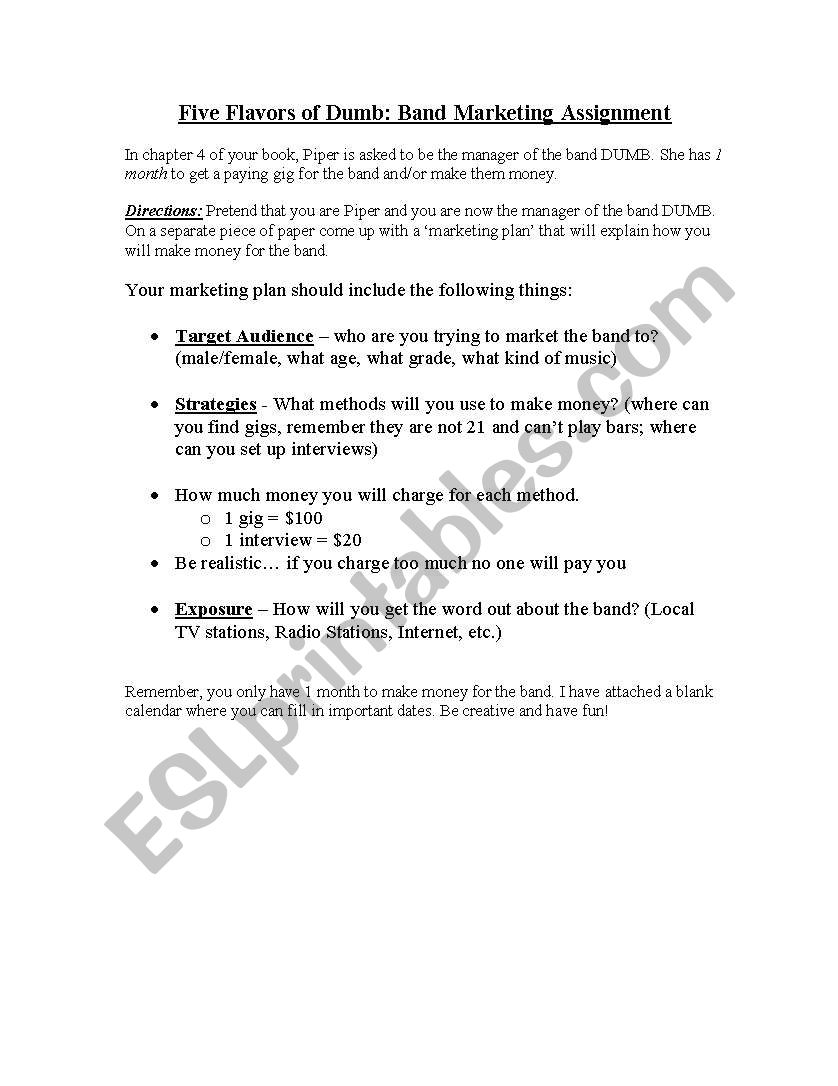 Five Flavors of Dumb marketing plan activity