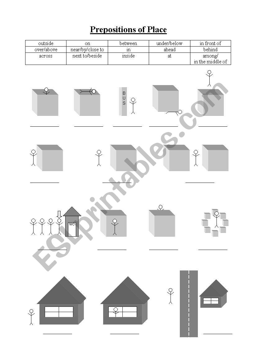 Prepositions of place worksheet