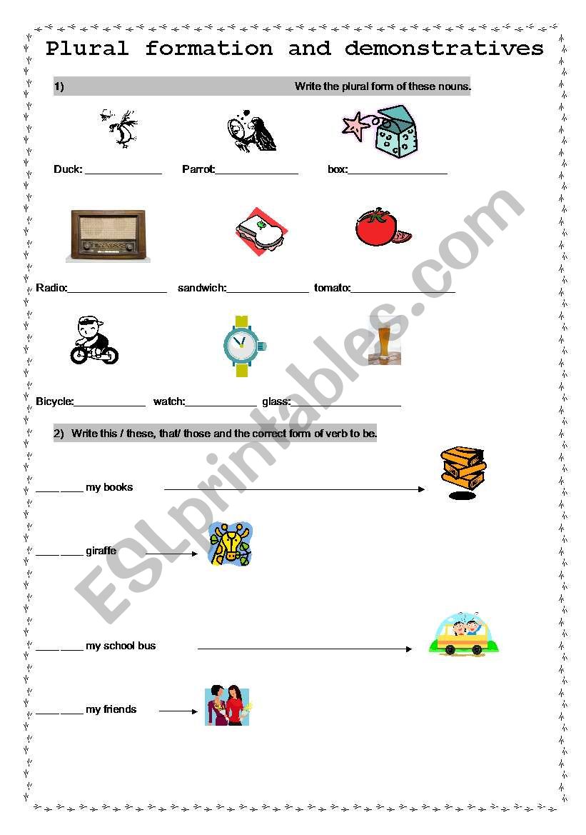 Plural nouns and demonstratives