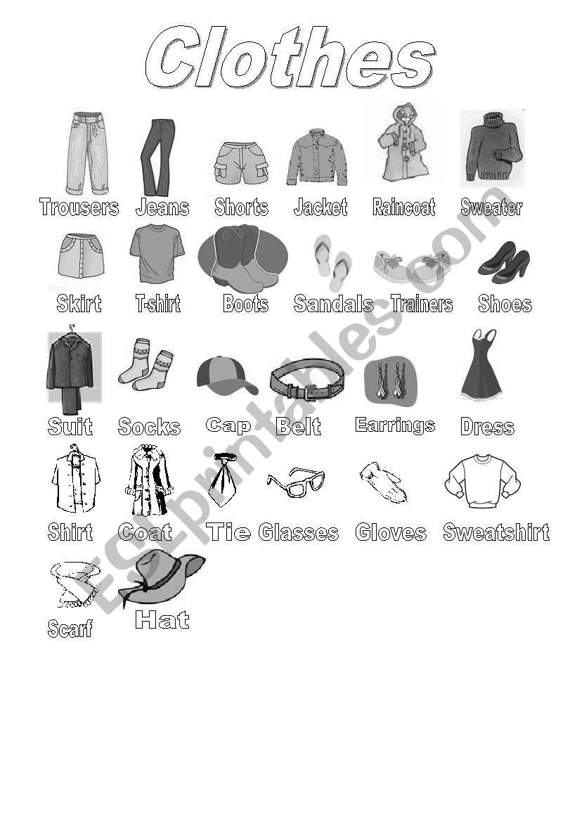 Clothes worksheet