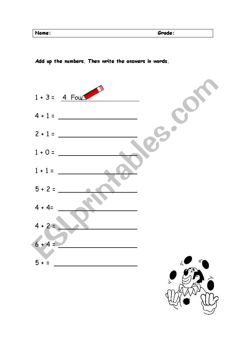 Numbers worksheet