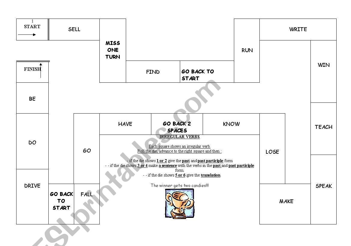 IRREGULAR VERBS BOARD GAME worksheet