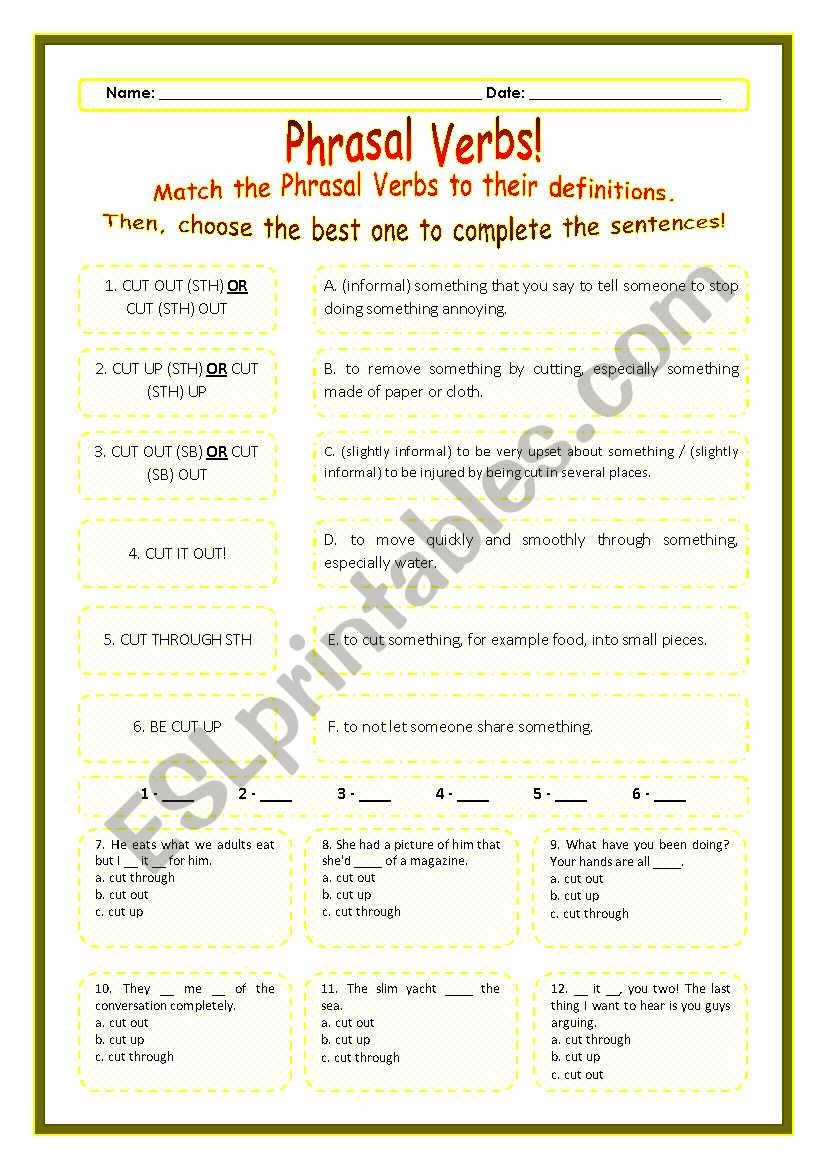 > Phrasal Verbs Practice 21! > --*-- Definitions + Exercise --*-- BW Included --*-- Fully Editable With Key!