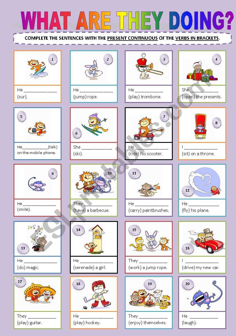 PRESENT CONTINUOUS worksheet