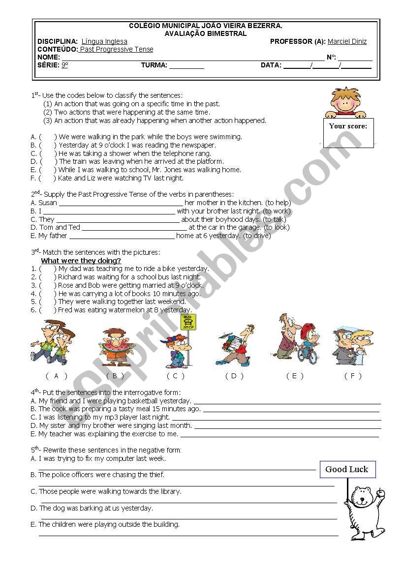 Past Progressive Tense worksheet