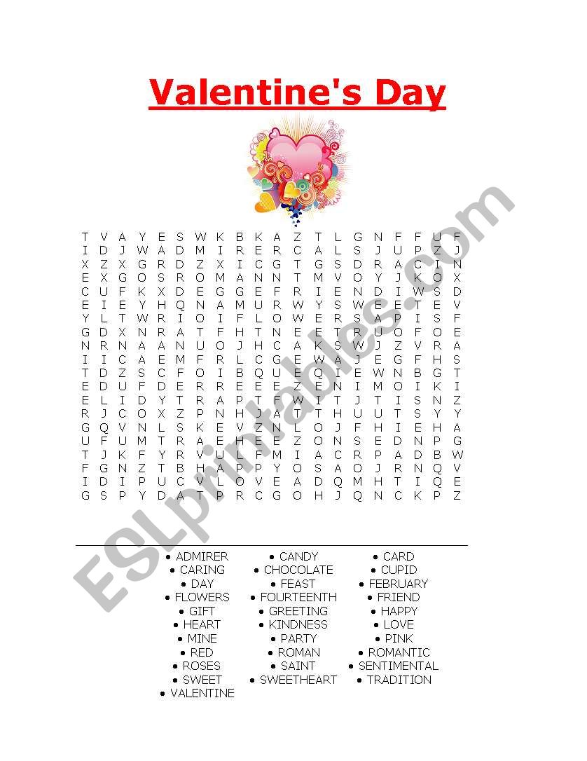 valentines day word puzzle worksheet