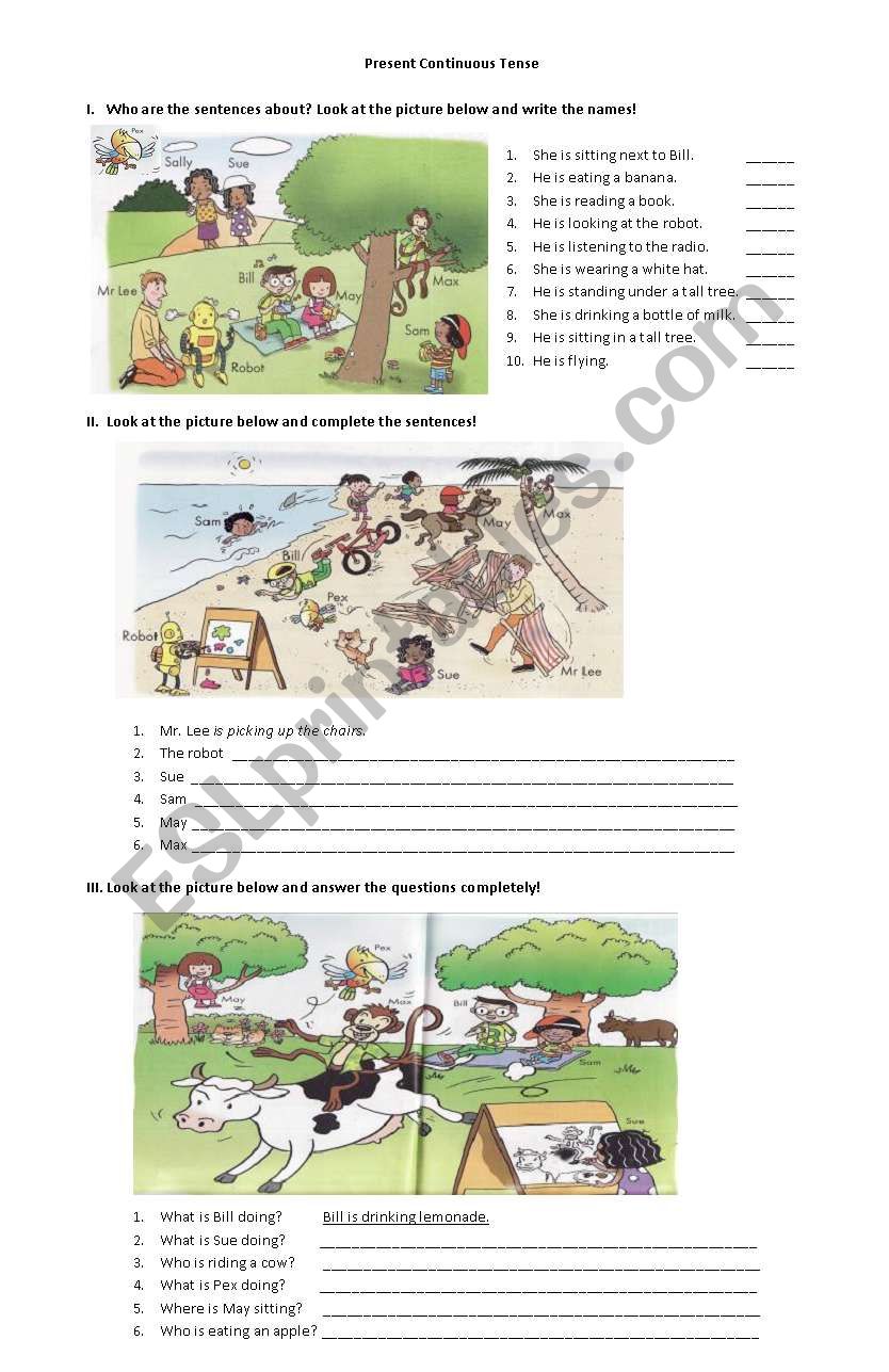 Present Continuous Tense worksheet