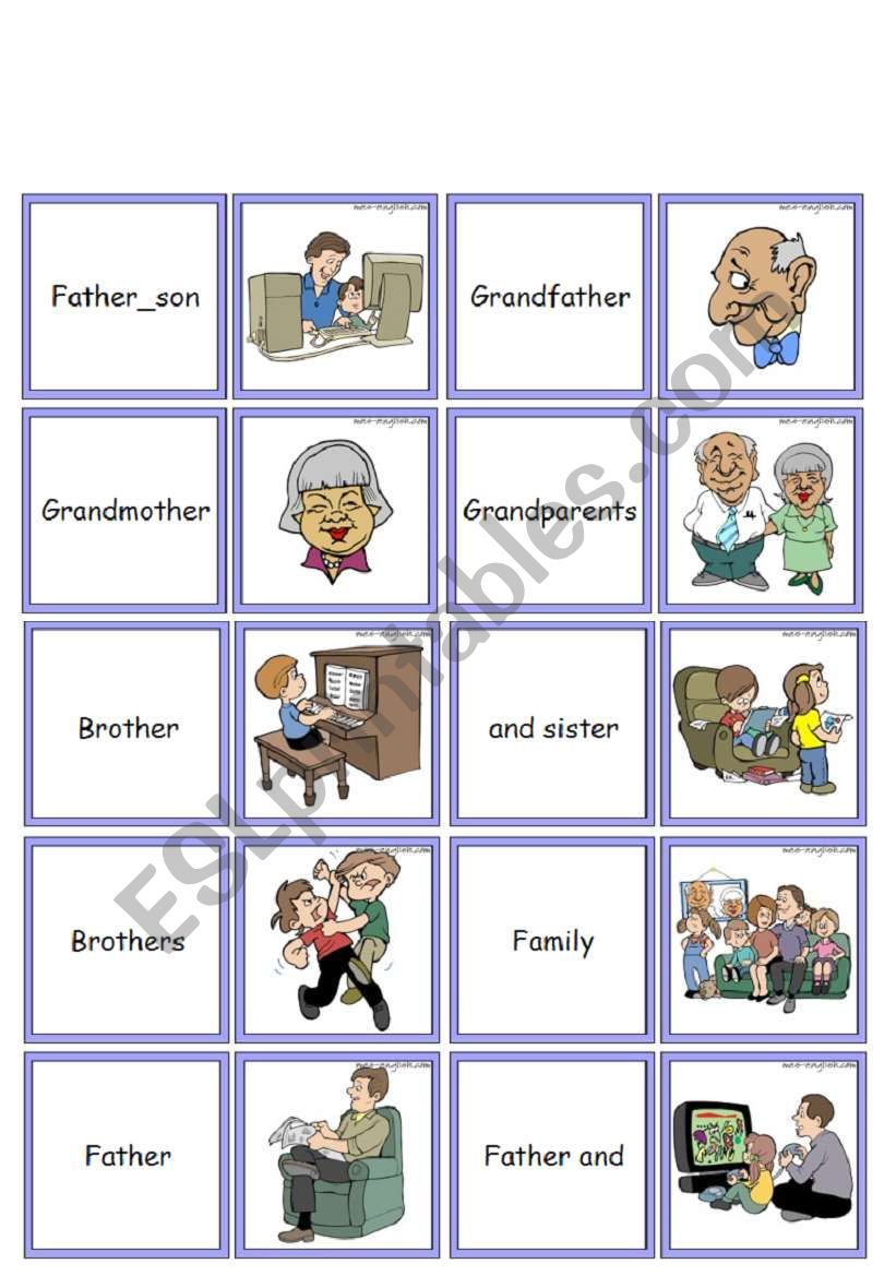 family domino worksheet