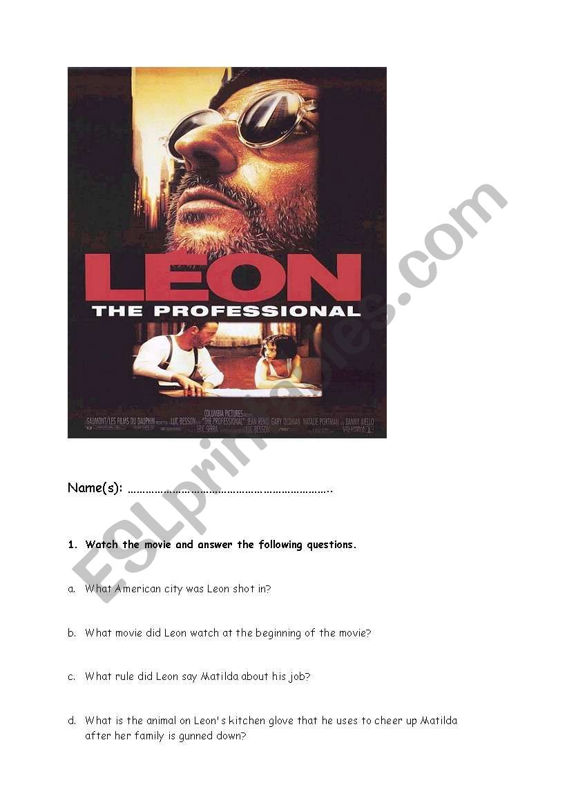 Leon by Jean Reno, Natalie Portman and Gary Oldman. 