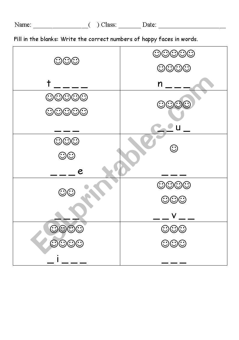 Numbers worksheet