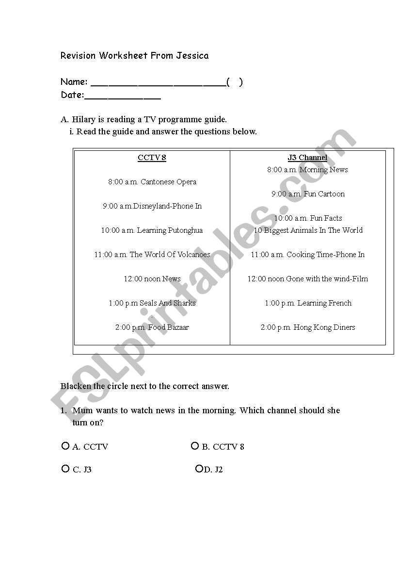 Revision worksheet worksheet