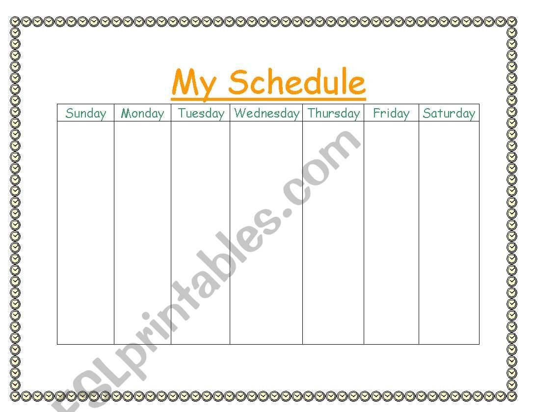 My Schedule worksheet