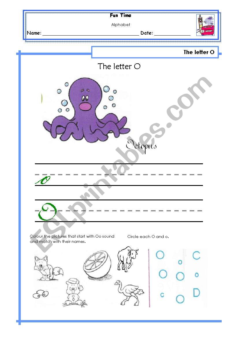 Letter O worksheet