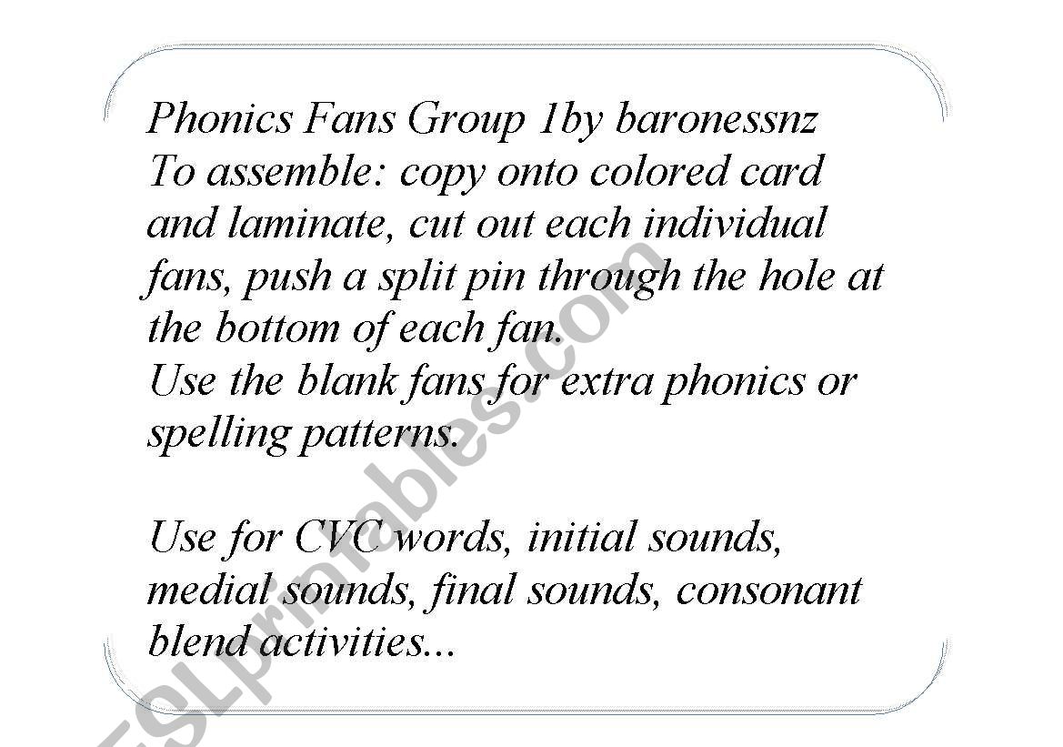 Phonics Fans Group 1 worksheet
