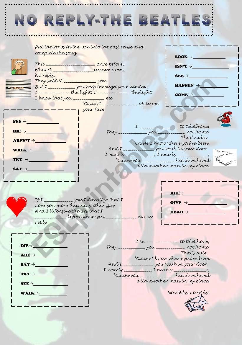 NO REPLY-THE BEATLES worksheet