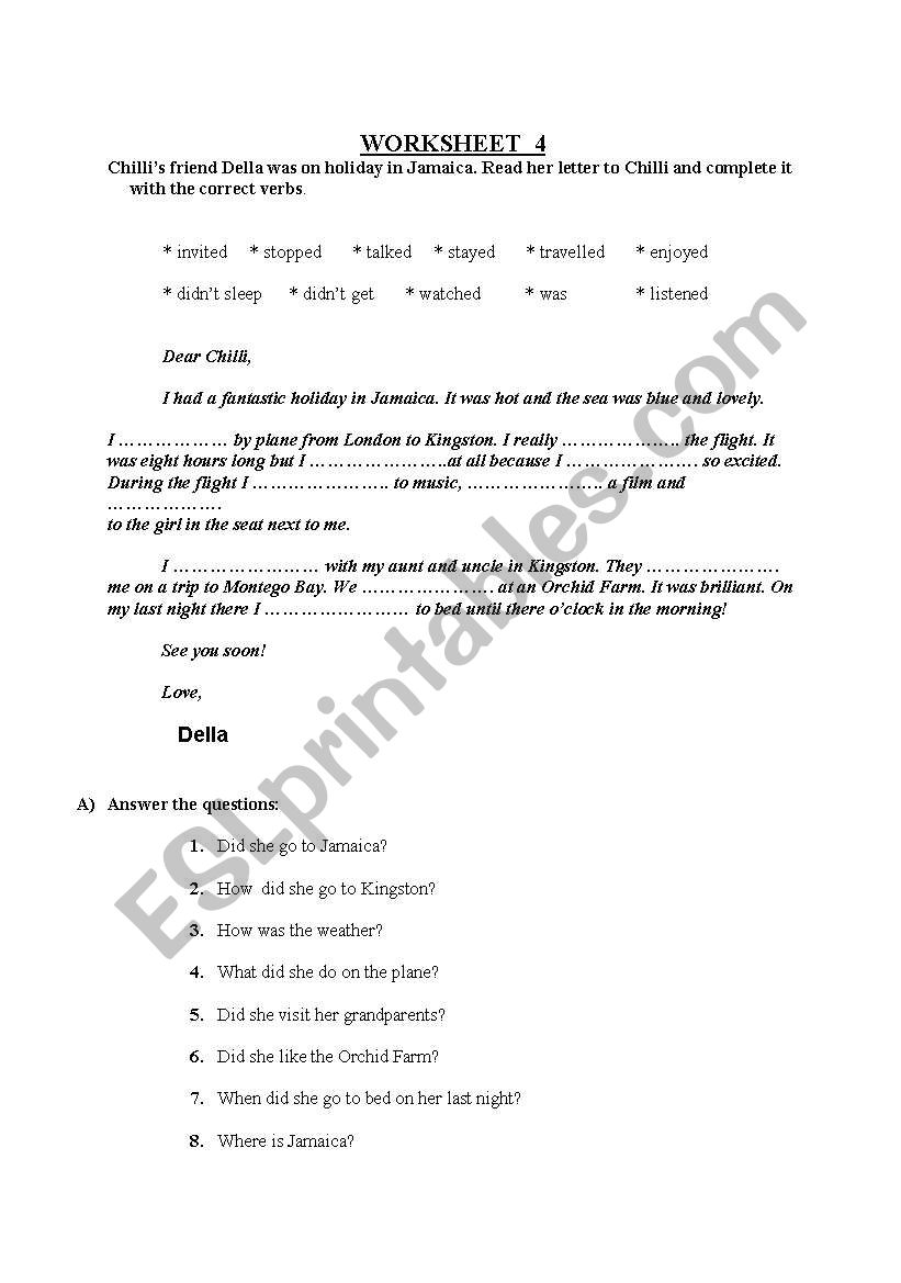 past tense worksheet