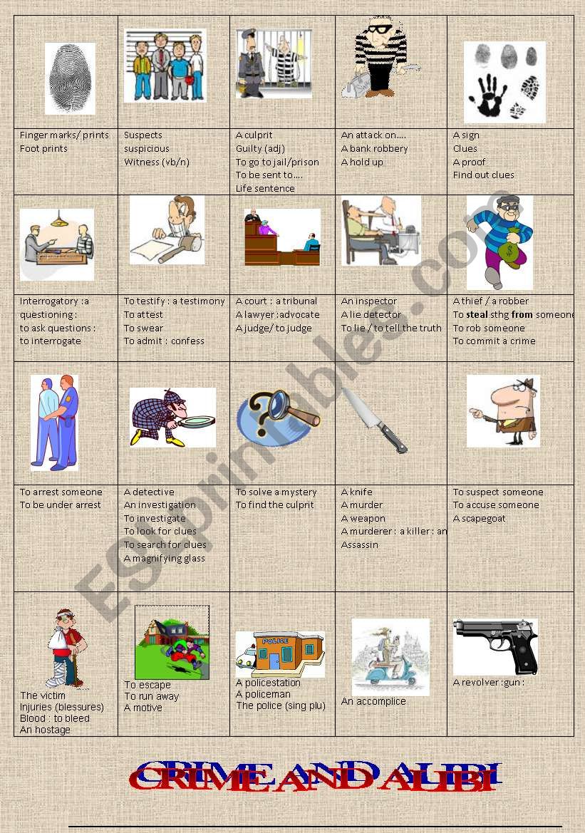 PICTIONARY: crime and investigation! (Part 1)