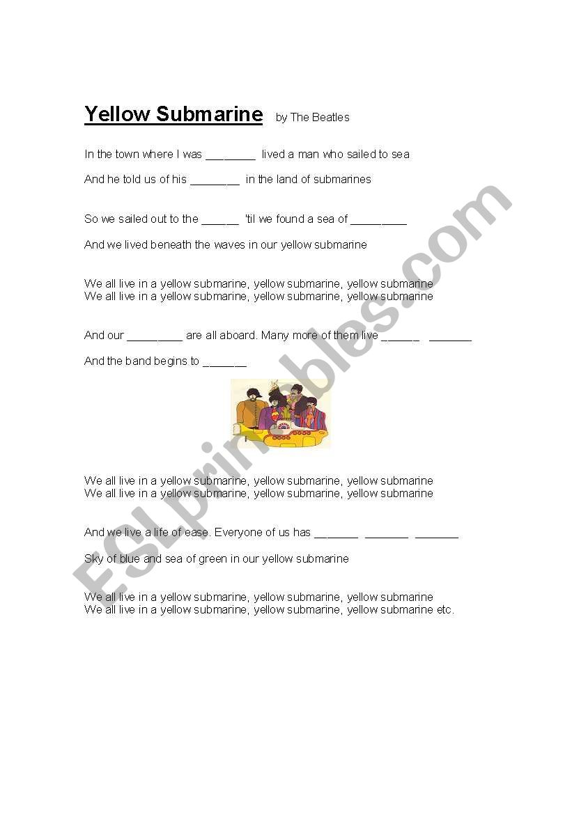 Yellow Submarine worksheet