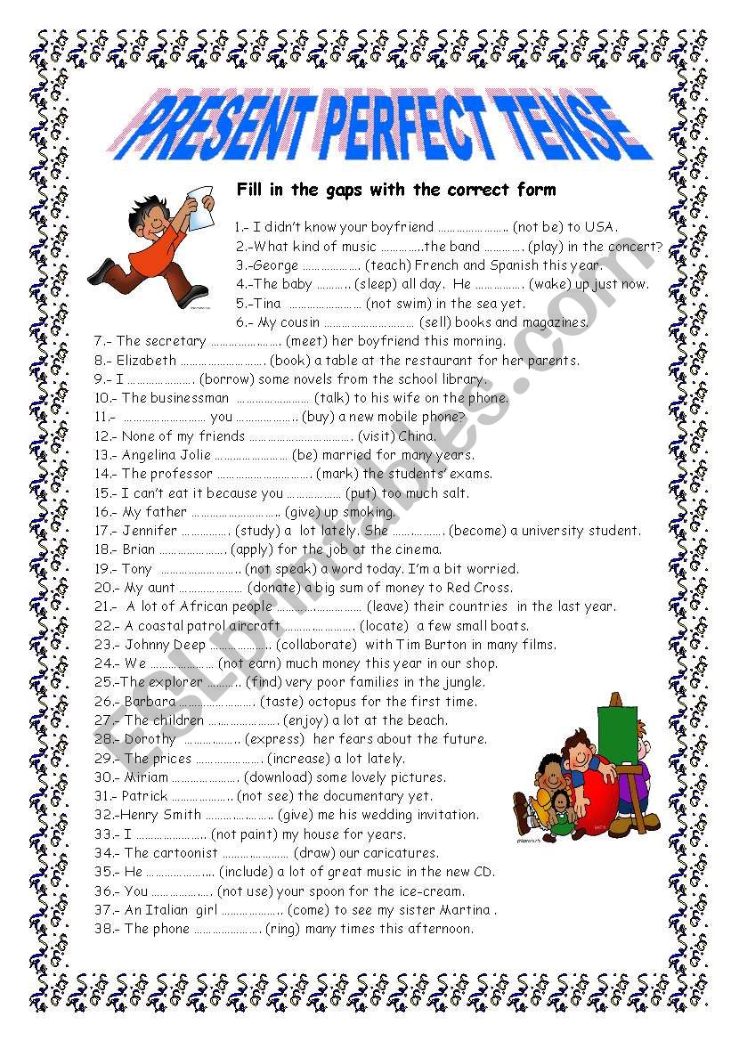 PRESENT PERFECT TENSE worksheet