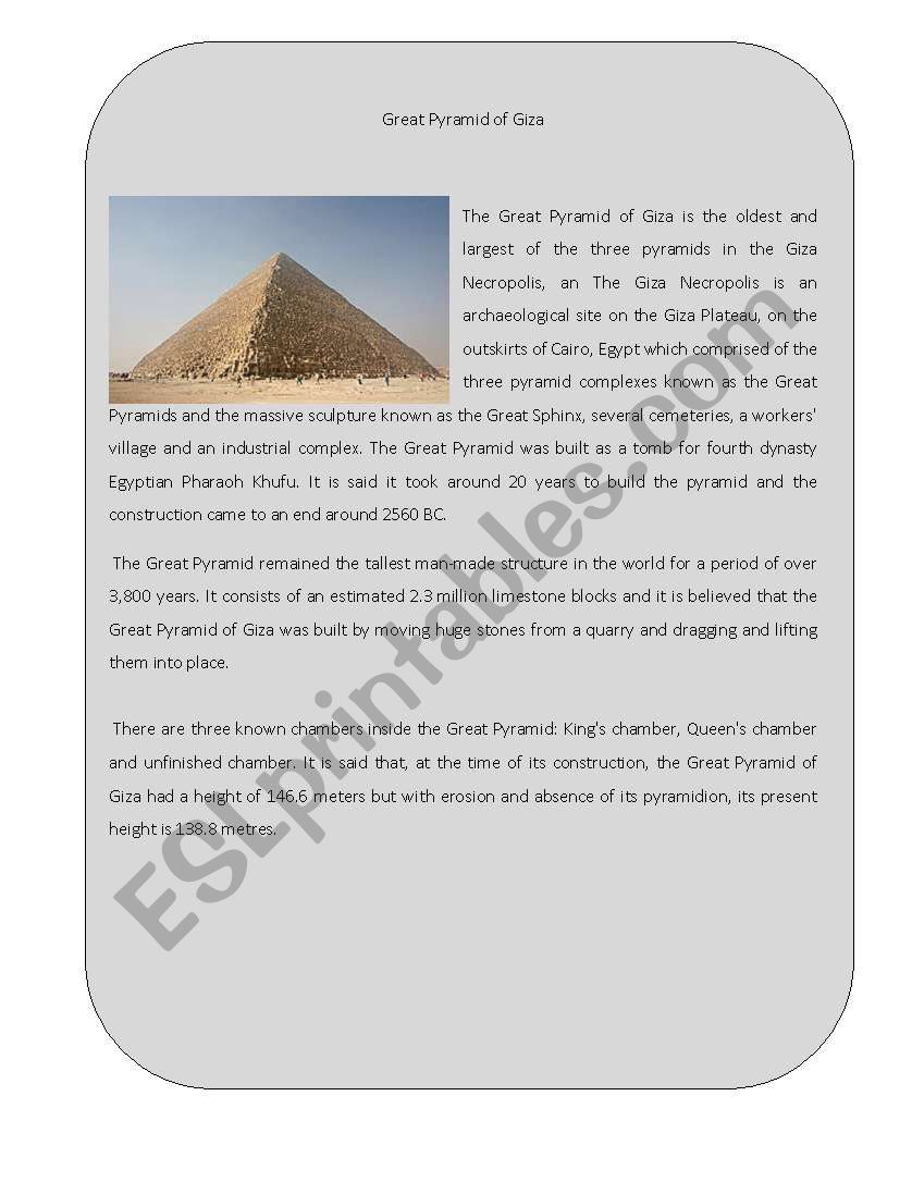 Wonder of the World 1 ( Great Pyramid of Giza)