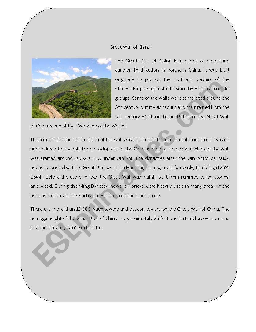 Wonder of the World 2 ( Great Wall of China)