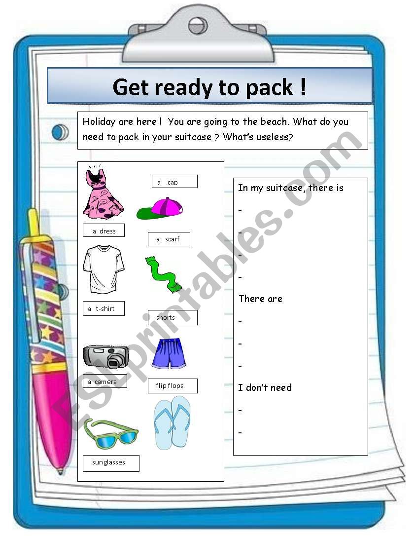 Get ready to pack ! worksheet