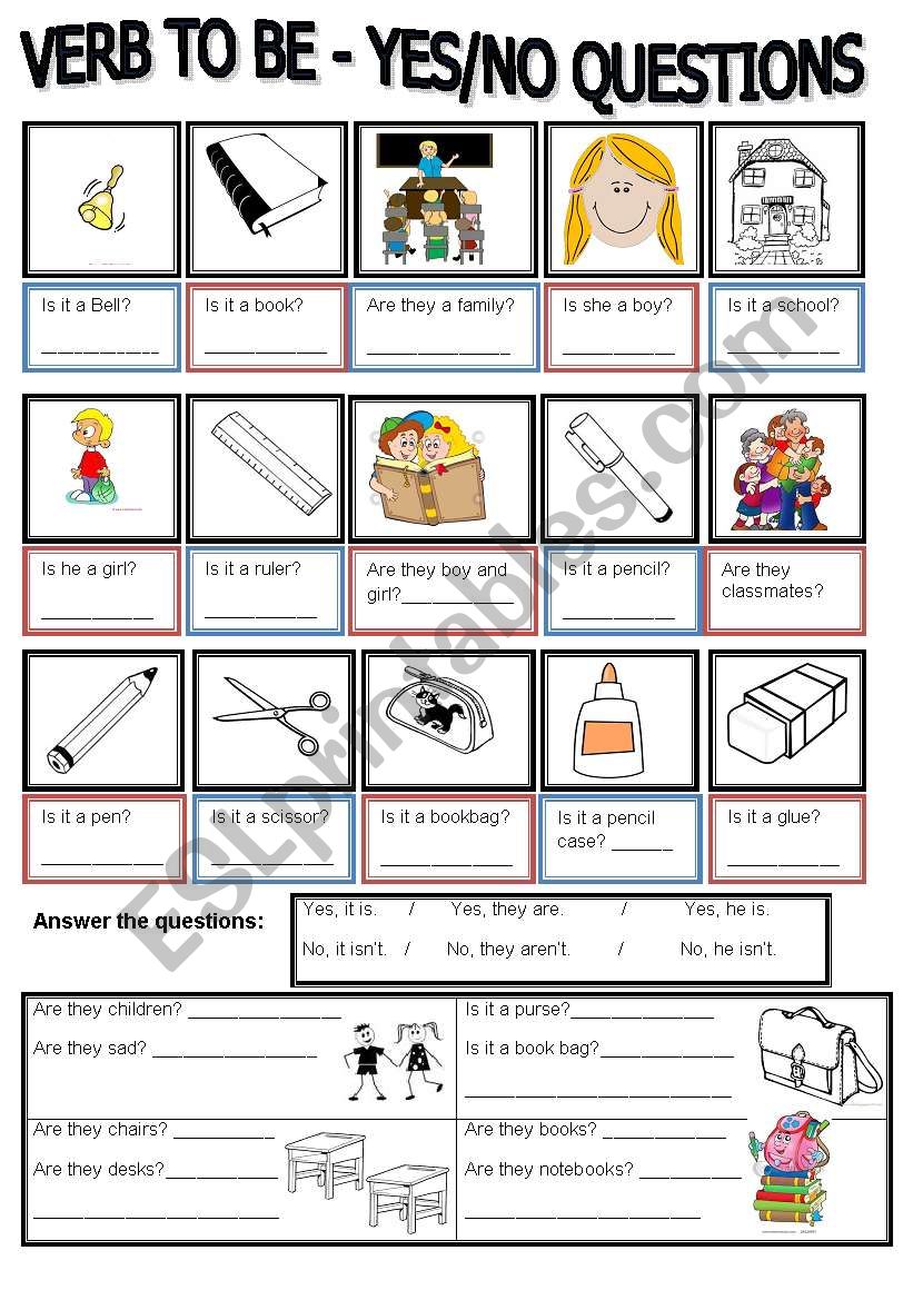 YES/NO QUESTIONS W/ BE worksheet
