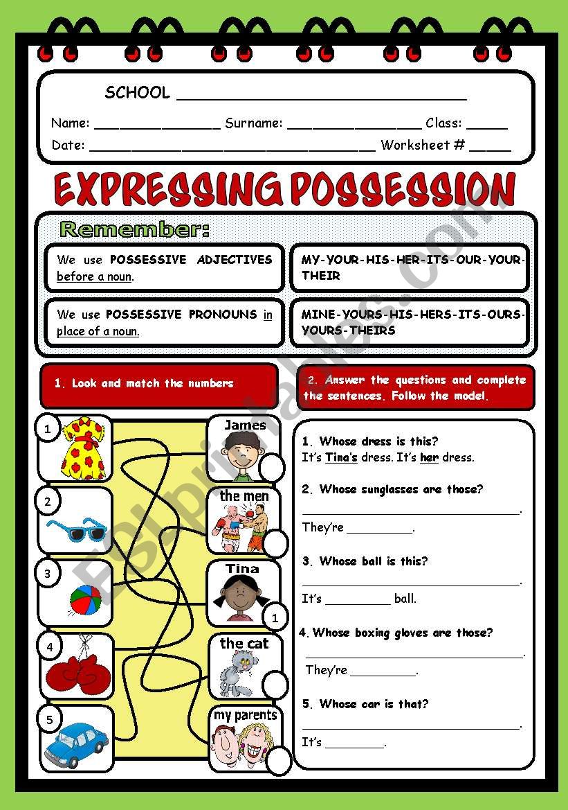 EXPRESSING POSSESSION worksheet