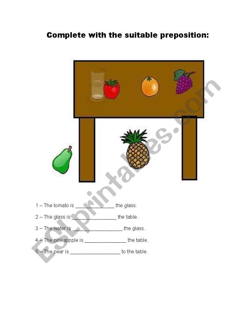 Prepositions of place worksheet