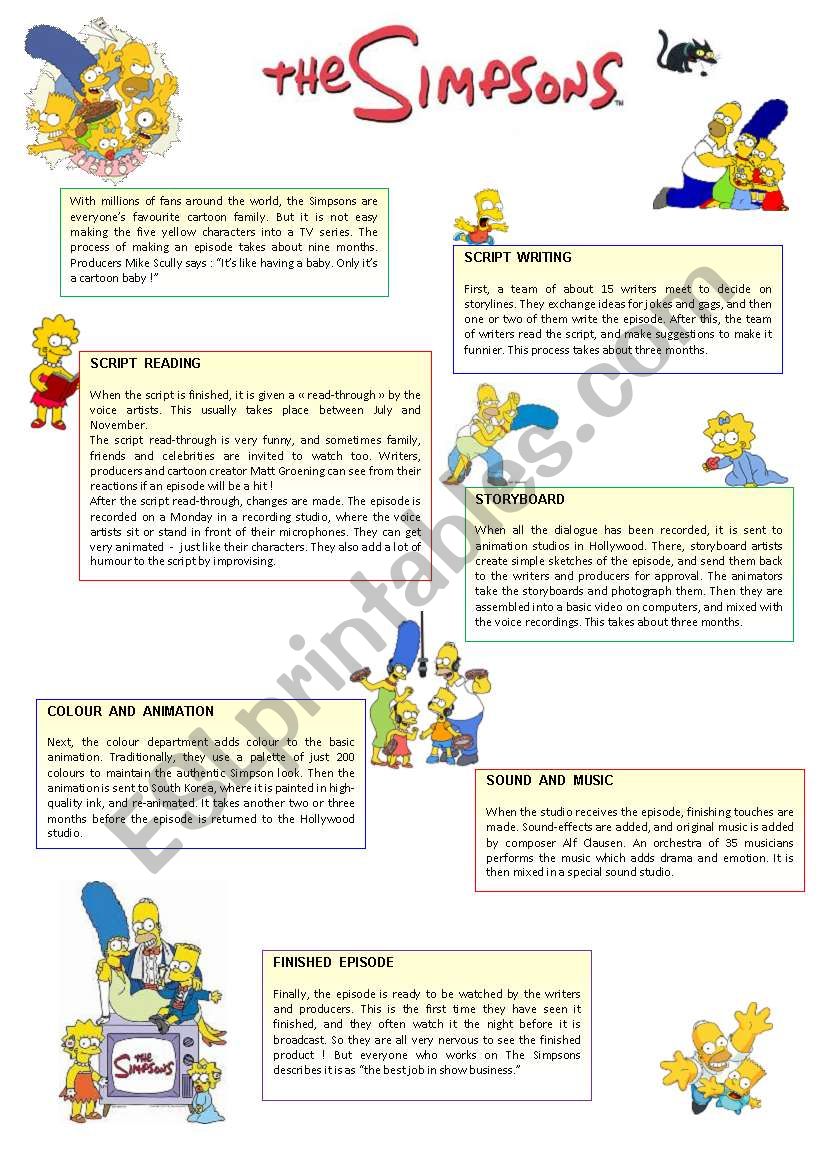 THE  SIMPSONS ( 3 pages ) worksheet