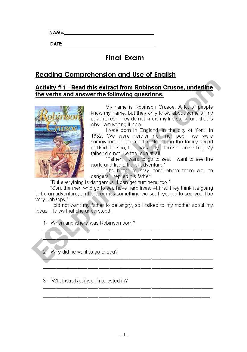 Reading Comprehension and Use of English