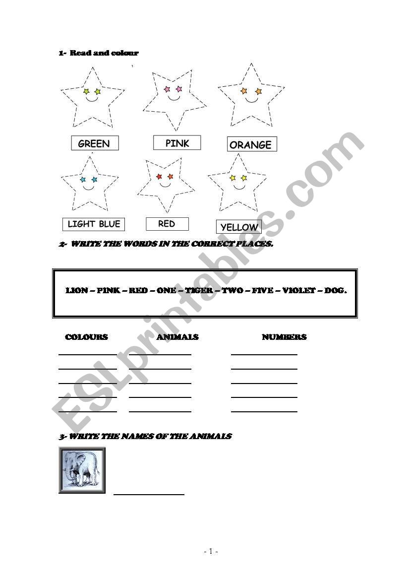 1-  Read and colour worksheet