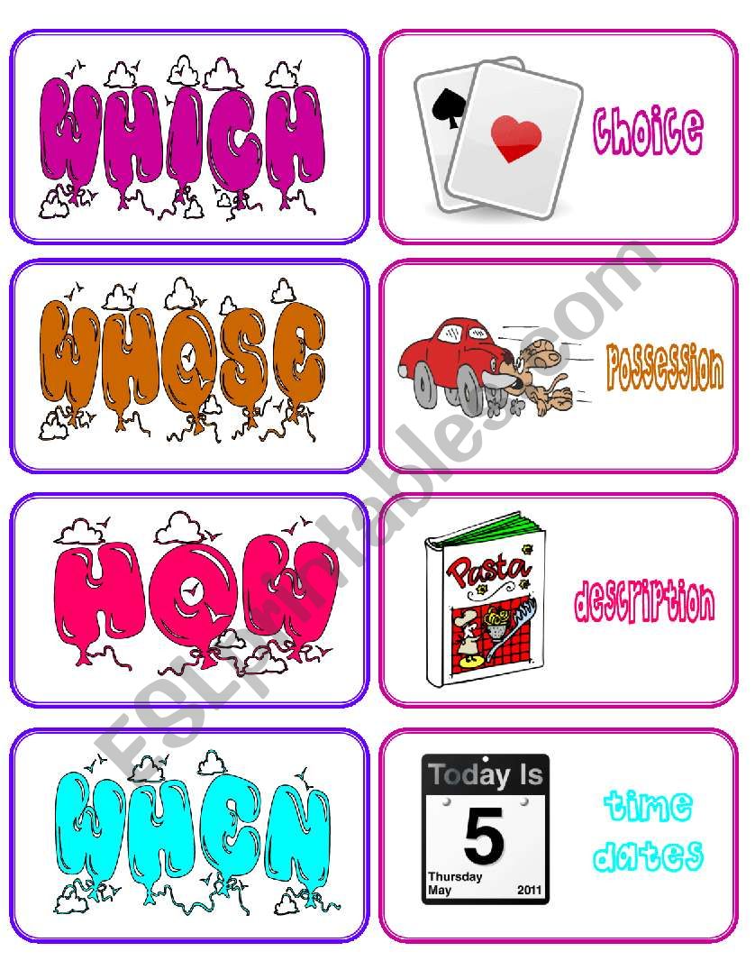 WH-QUESTIONS-cards 3/3 worksheet