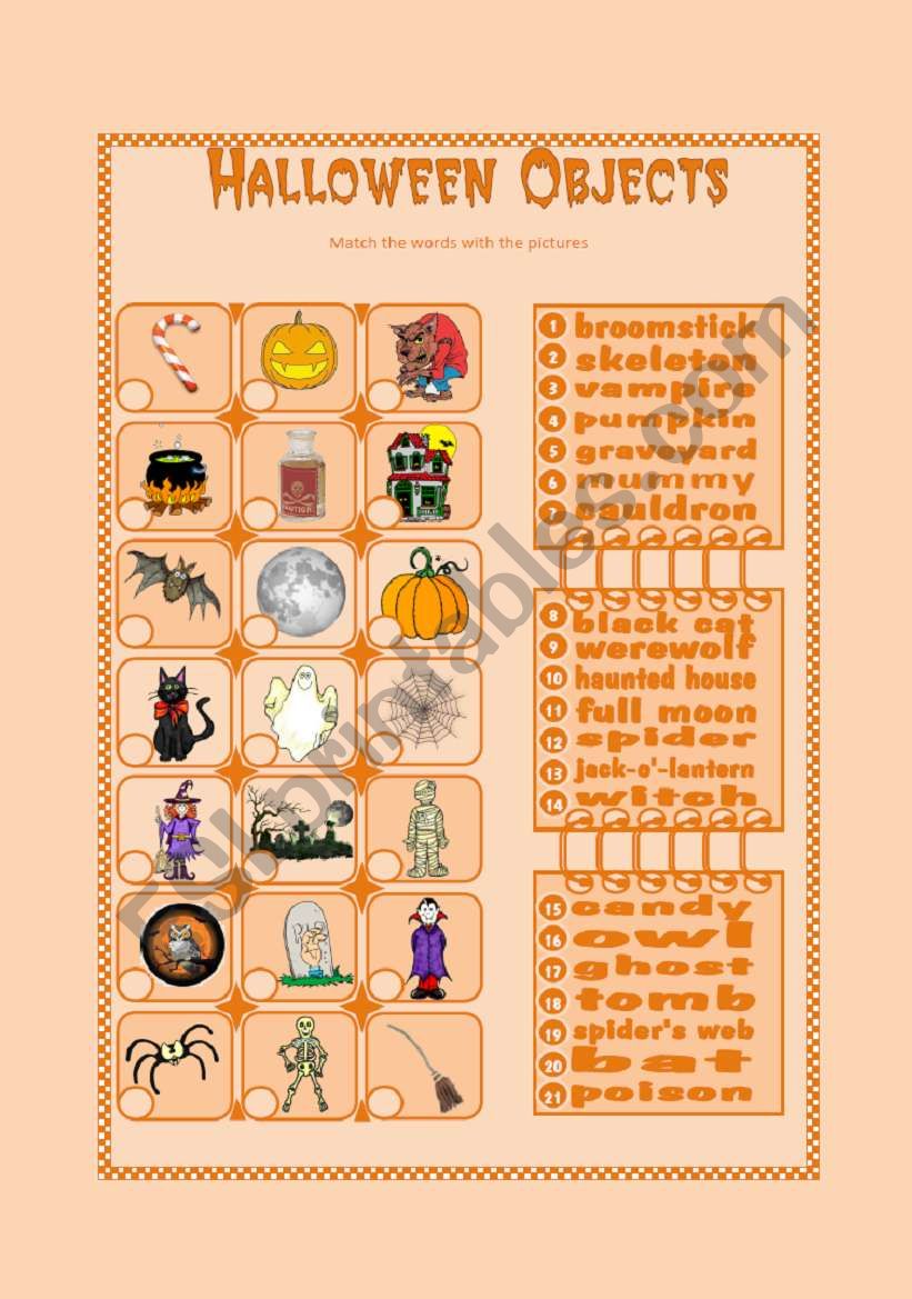 Halloween Objects worksheet