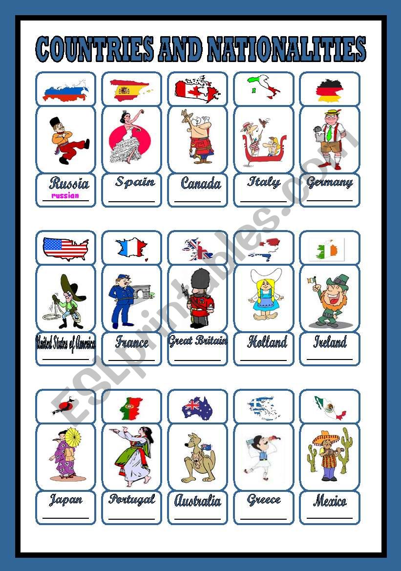 countries and nationalities (1/3)