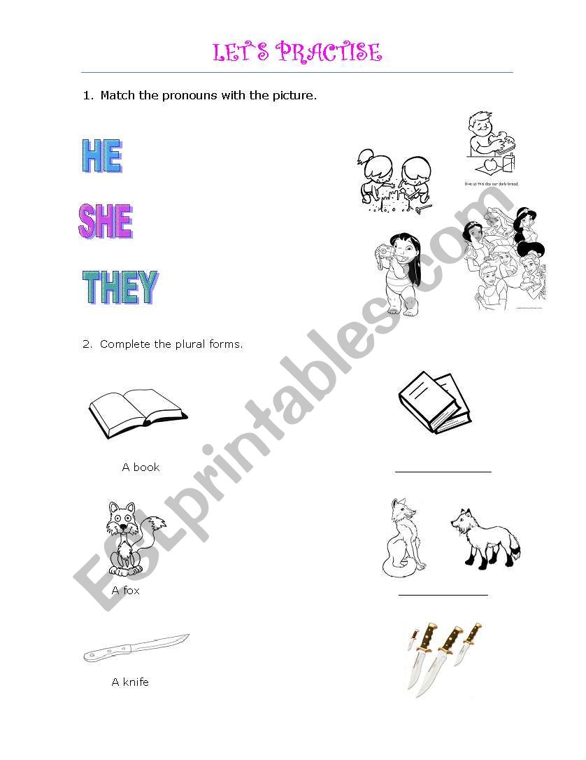 pronouns  worksheet