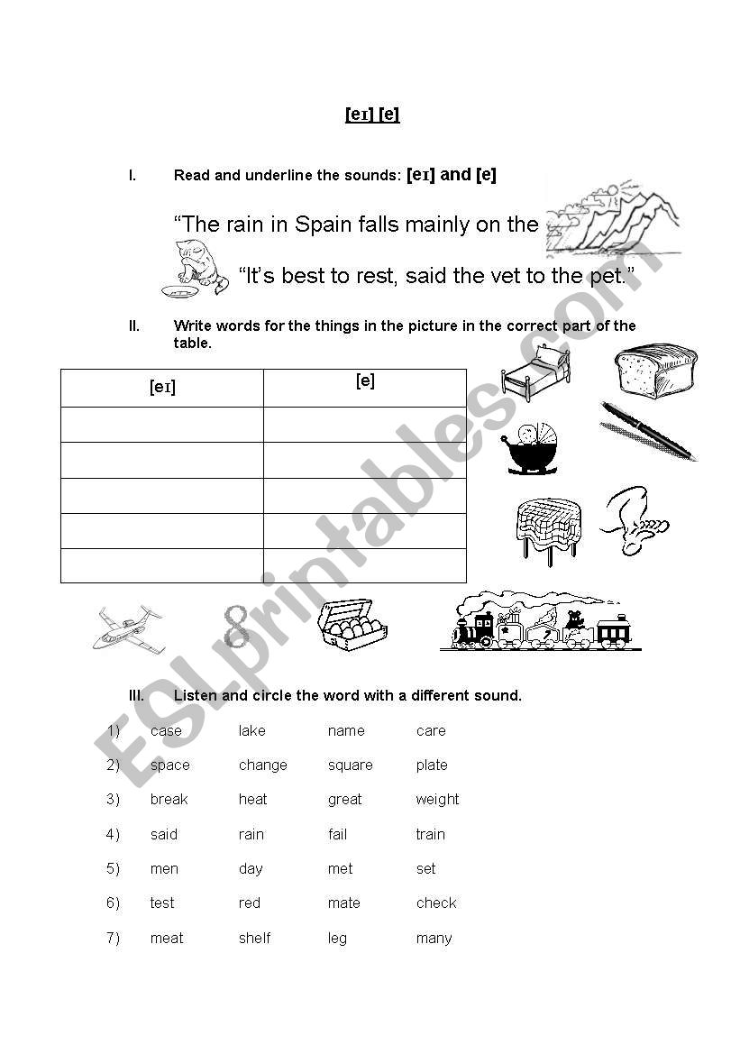 /ei/ - /e/ worksheet