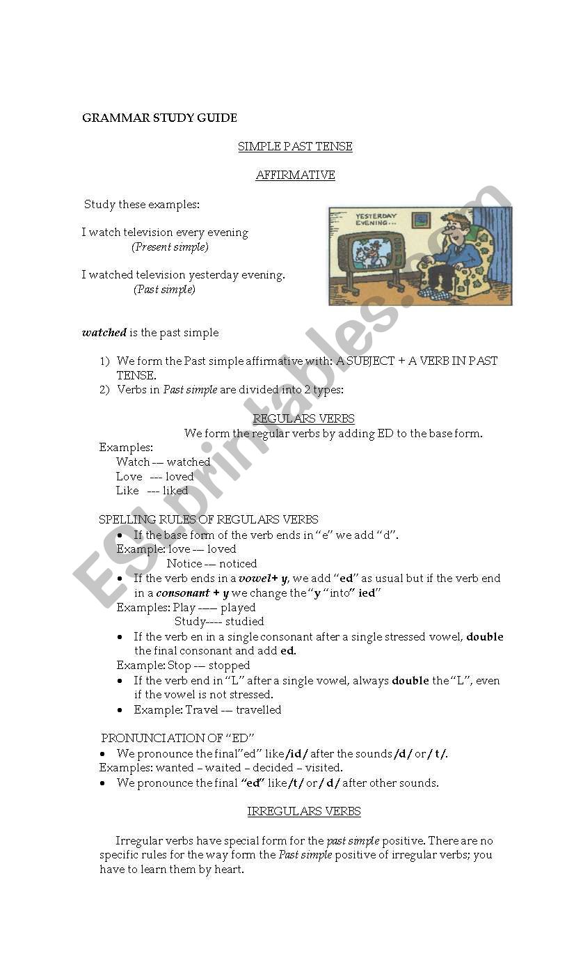 SIMPLE PAST TENSE . EXPLANATION  AND EXERCISES