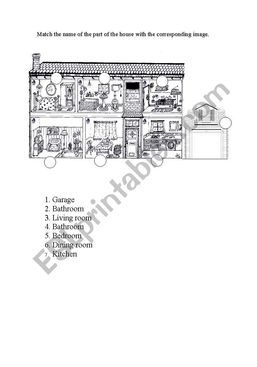 Parts of the house worksheet