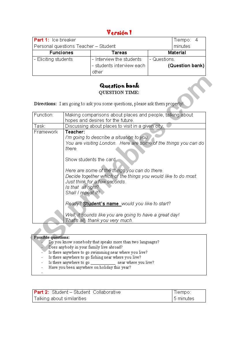 Speaking examen worksheet
