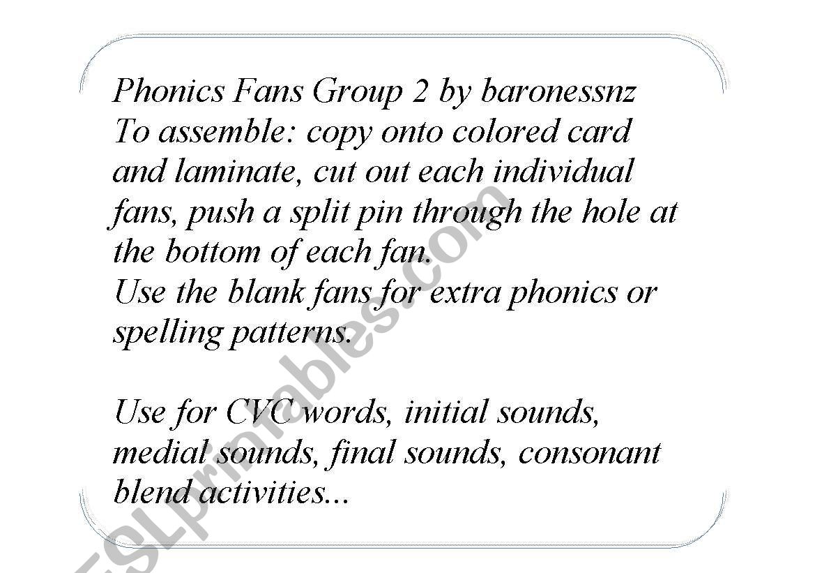 Phonics Fans 2 worksheet