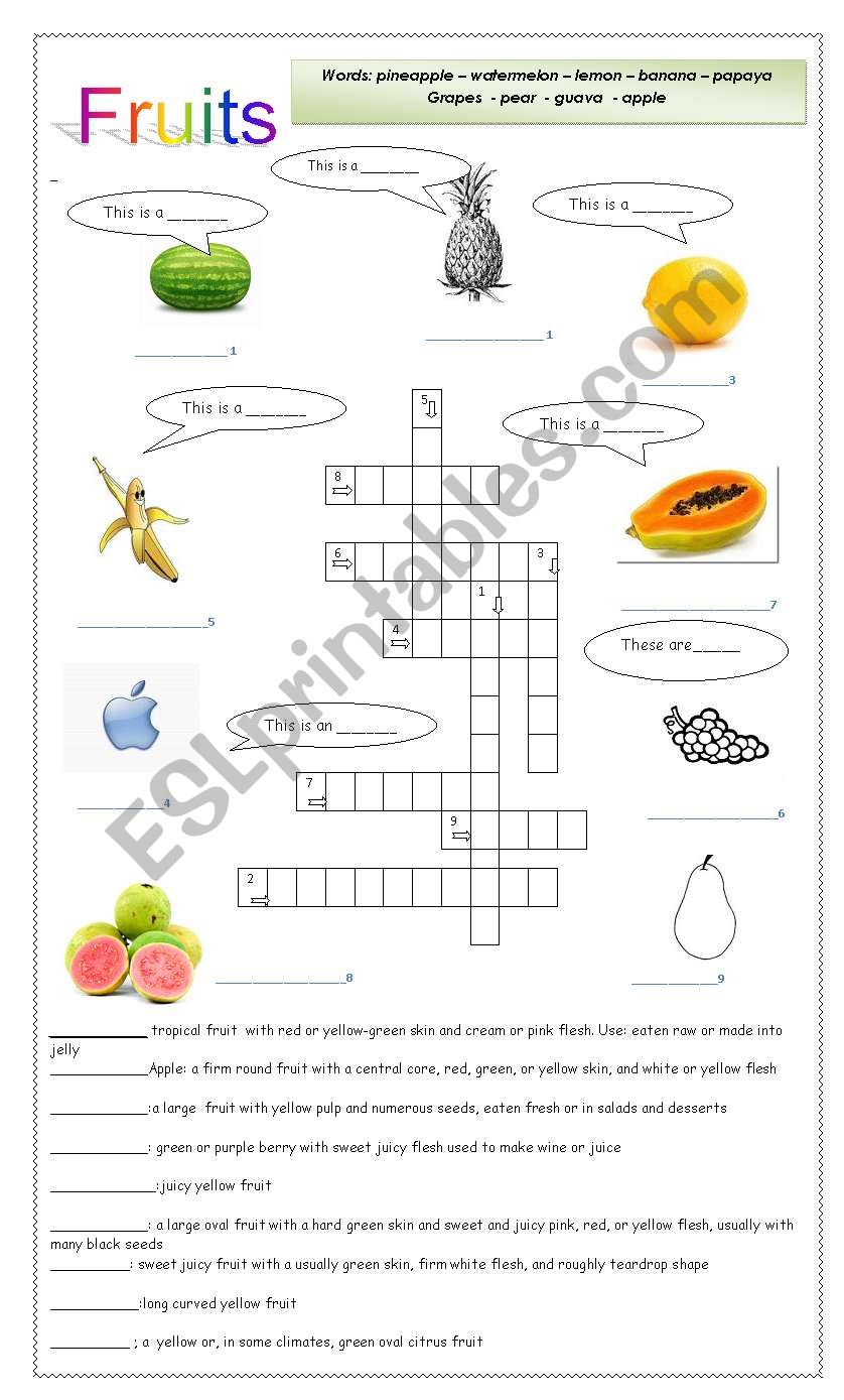 Fruits vocabulary  worksheet