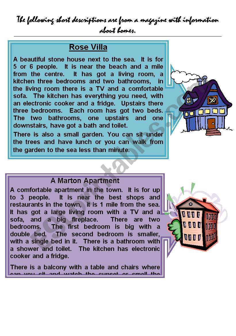 describing different types of houses